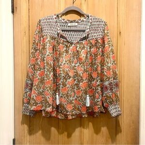 Rachel Zoe Smocked Boho Peasant Top